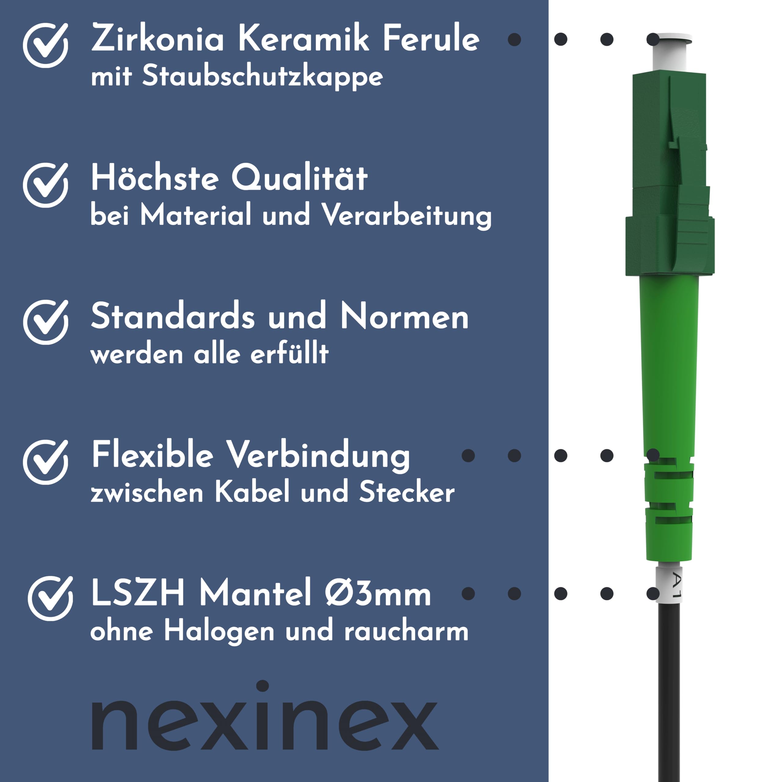 50m Câble Fibre Optique Blindé LC/APC vers LC/APC | Simplex Monomode OS2 FTTH Câble Fibre Optique