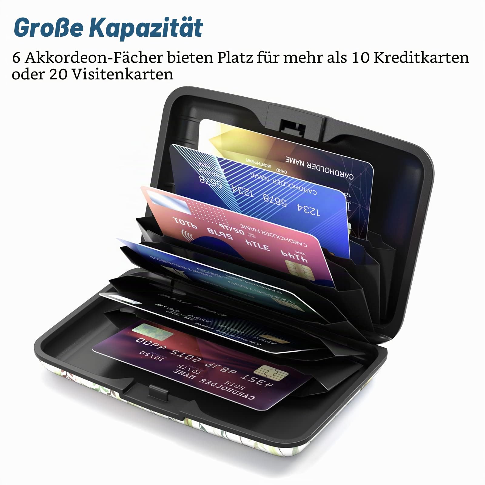 Kreditkartenetui, Mini-Aluminium-Kartenetui, RFID-Blockierung, schlankes Metall-Hartschalenetui für Damen und Herren, Schmetterling/Blume, Kompakt