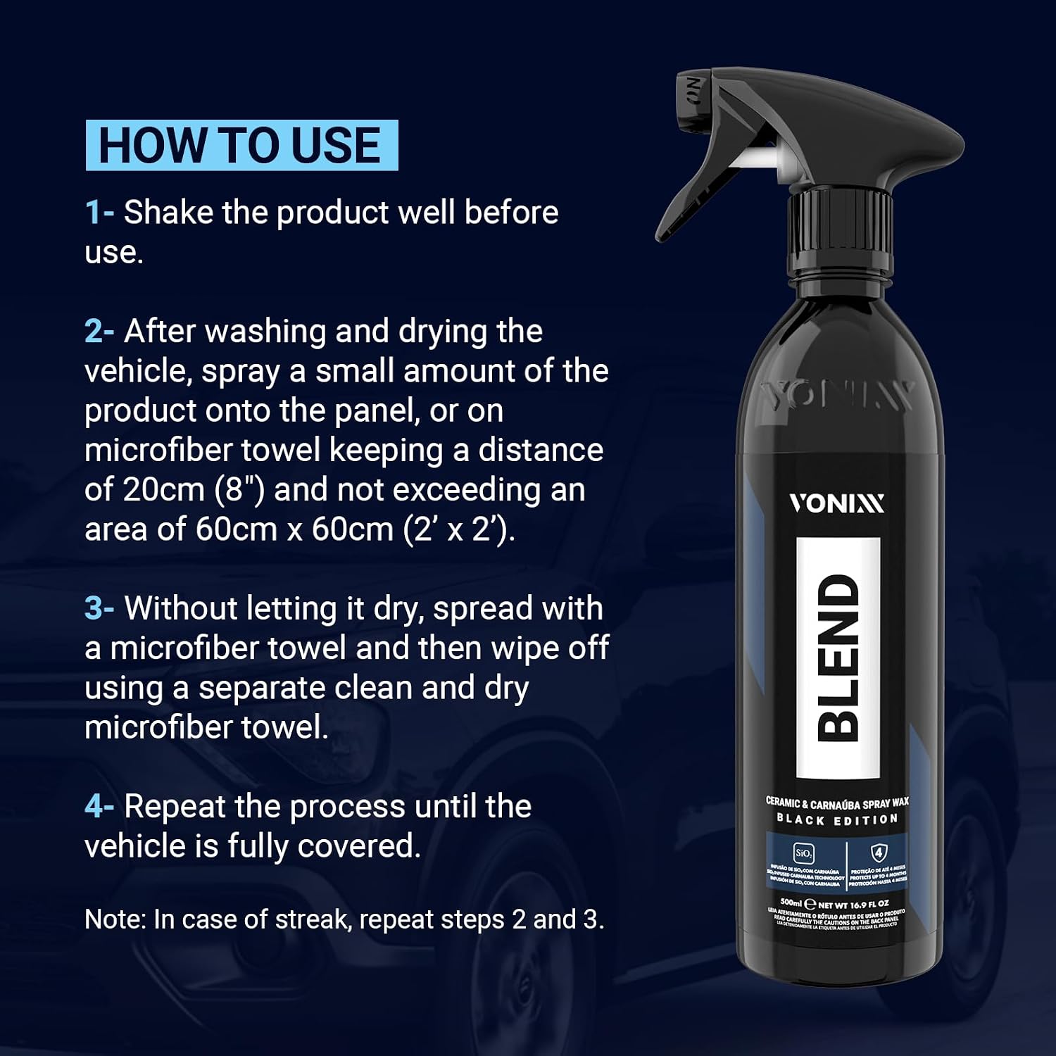 Vonix Blend Ceramic & Carnaúba Spray Wax Black Edition