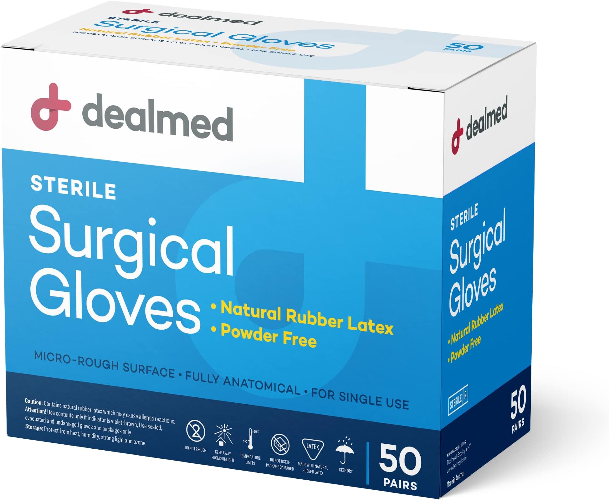 Sterile Latex Surgical Gloves, Size 7.5 & Powder-Free, Offers Superior Protection & Comfort for Sensitive Hands 1 Box of 50 Pairs