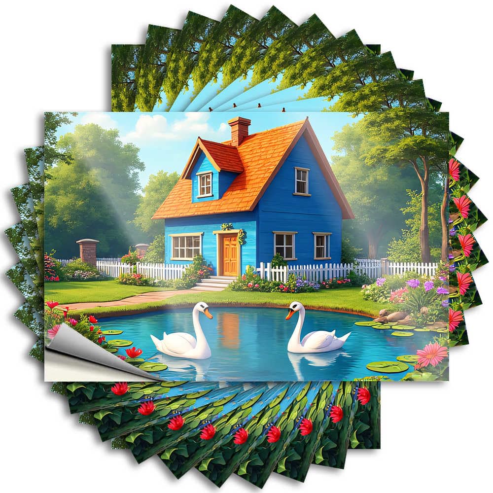 Saying Funny Decor for Bar Peel and Stick - Swans in The Garden Pond Window Vintage Waterproof Vinyl for Billiard(12X18CM)
