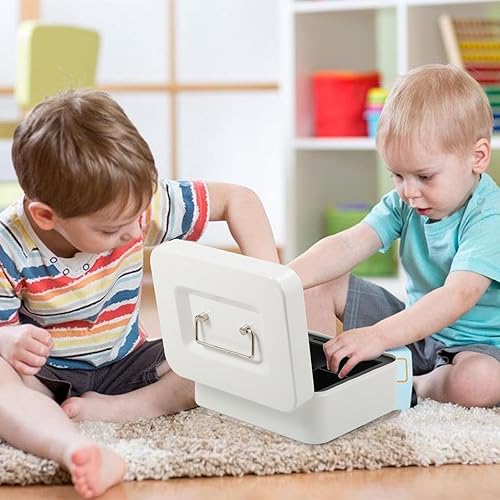 Miniatura 4 de Caja de dinero pequeña con cerradura de combinación y bandeja de efectivo extraíble, caja de dinero de metal para dinero en efectivo, organizador de