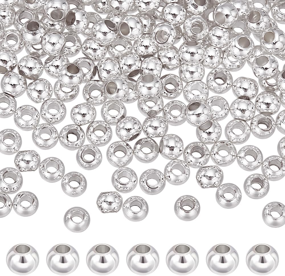 PH PandaHall 300PCS 3mm Spacer Beads Smooth Round Beads Jewelry Silver Beads Small Brass Spacers Beads Loose Beads Metal Ball Beads Bead Spacers for DIY Layered Necklace Bracelet Jewelry Making