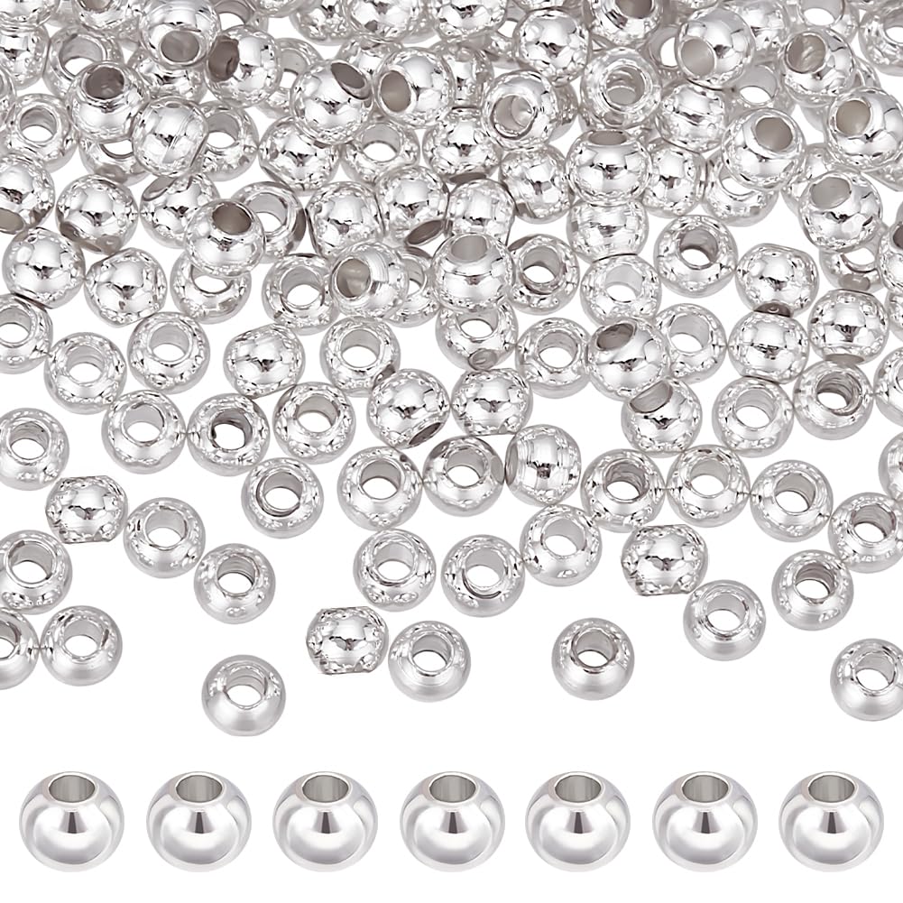 UNICRAFTALE 200 Pièces Perles D'Espacement Plaqué Or 18 Carat Perles Intercalaires Ronde 4mm Perles Lisses Pour BraceletsPerles Entretoises Perles En Vrac Perles Pour Fabrication De Bijoux
