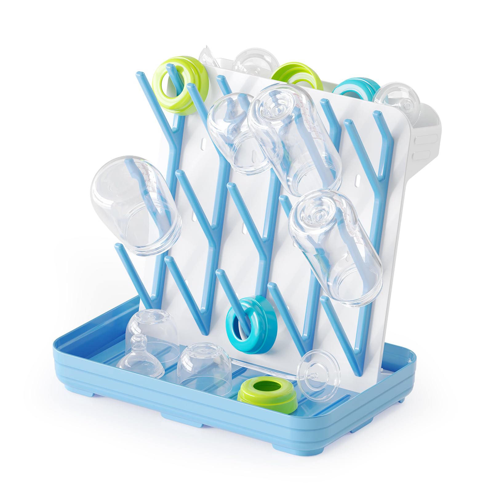 Spaceaid Blue Baby Bottle Drying Rack With 20 Hooks, Space Saving Kitchen Bottles Rack Dryer, Vertical Baby Bottle Holder Organizer For Countertop Storage Accessories (White And )