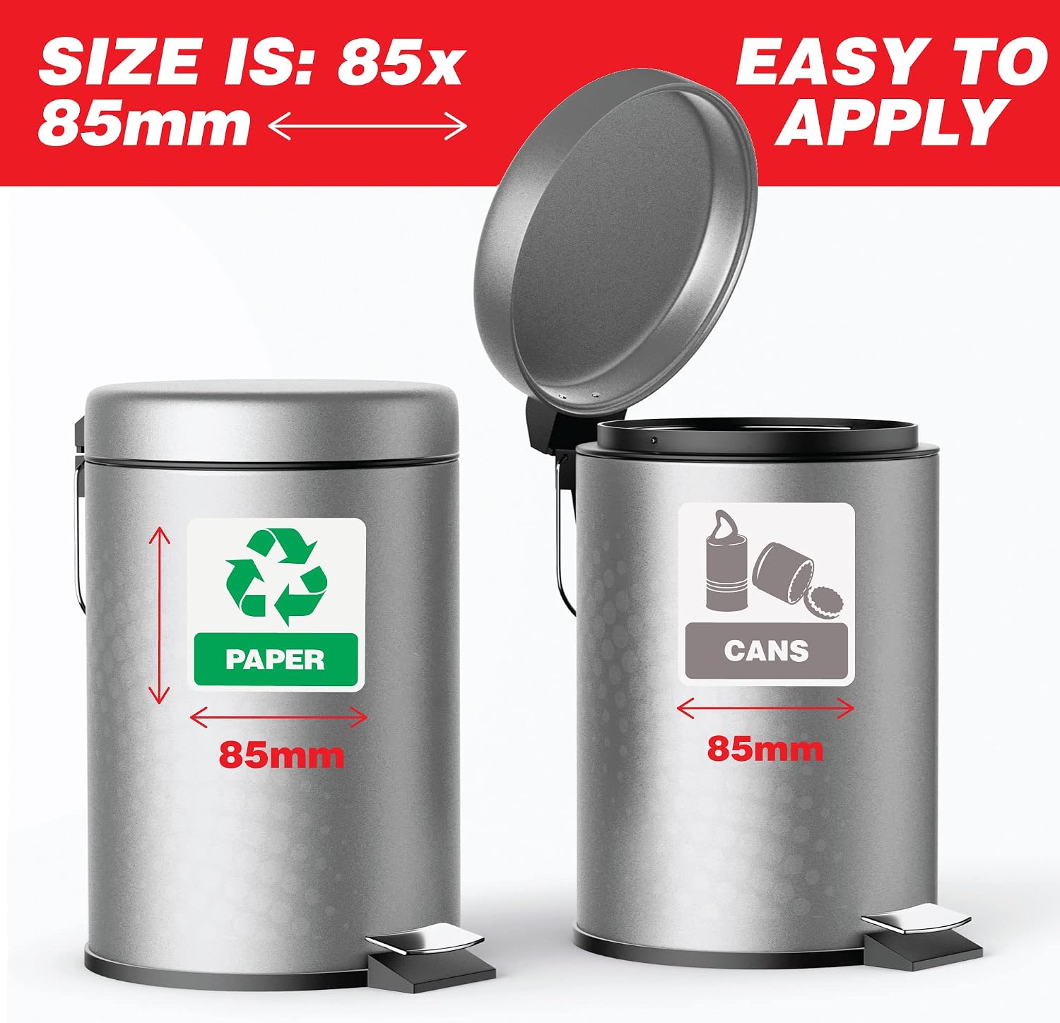Recycling Paper Cans Plastic Glass Sticker Decal Bin Recycle Eco Friendly Trash
