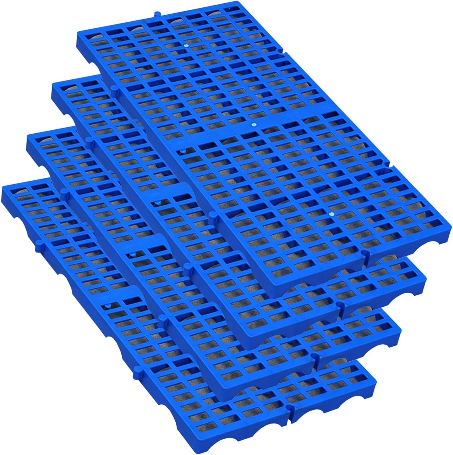 Lightweight Plastic Pallets, 4 Pcs Breathable Grid Ventilation Pallet, Easy to Stack, Waterproof Portable Combined Storage Grid Pad for Closets Storage Rooms,Long Hole,11.8 * 23.6 * 1.18 in