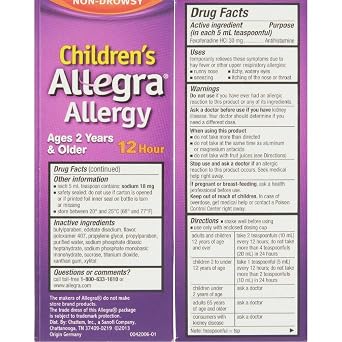 Allegra Children's Allergy 12 Hour Relief Oral Suspension Berry Flavor 4 OZ2