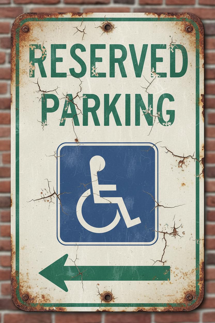 Wall Decor New York Handicap Parking Sign - Left Arrow Metal Sign 8 X 12 Inches Clear Signage For S, Fences Vintage Signs Aluminum Plates Printed