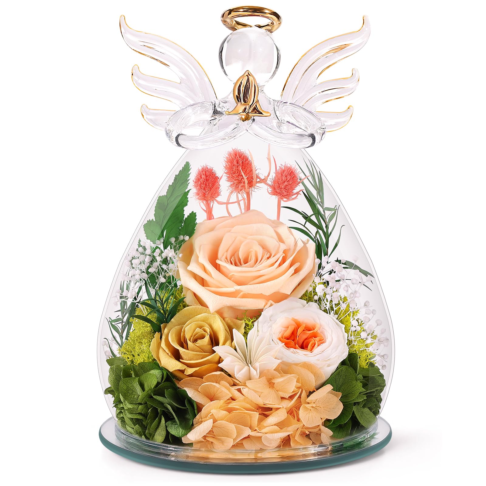 Bessol Preserved Rose Angel Figurine