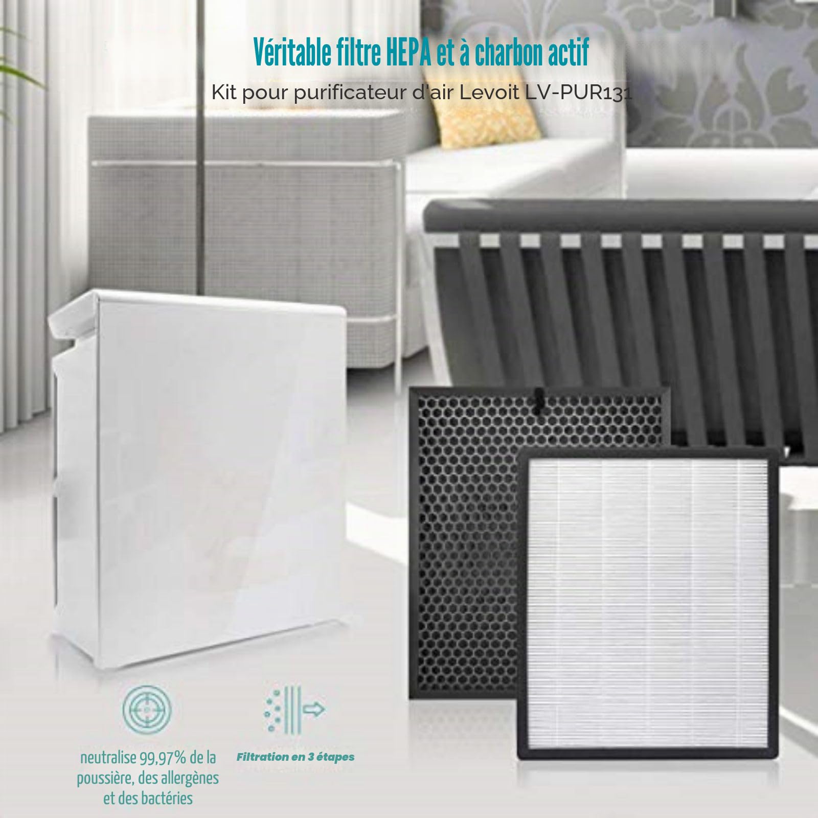 KEEPOW 2 set HEPA Filtres de Remplacement pour LEVOIT LV-PUR131