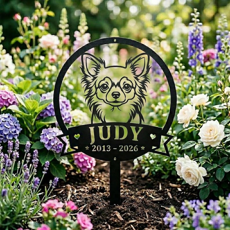 Personalised Chihuahua Garden Sign, Dog Headstone, Garden Memorial Plaque