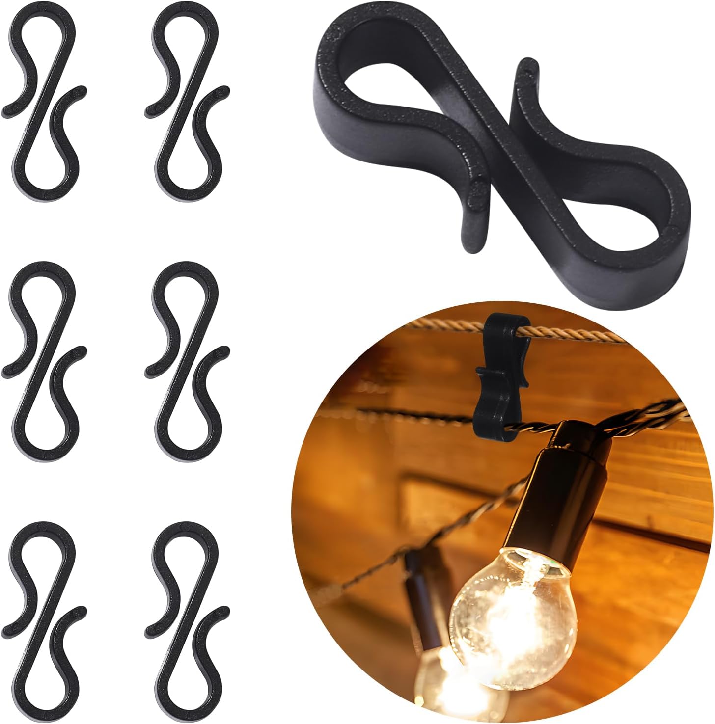 100 Pieces Christmas Light Clips Gutter Clips for Hanging Outdoor Lights Plastic S Clip Hooks Halloween Valentine's Gutter Hang Hooks for Outdoor String Lights Party Decoration