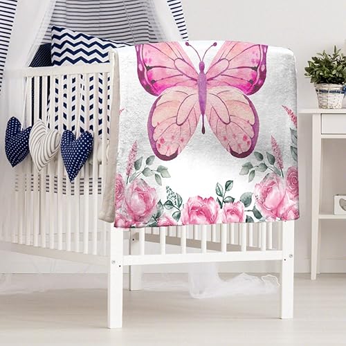 Miniatura 4 de Daijizaio Manta de mariposa personalizada con texto y nombre, manta de franela personalizada para niños, regalo de 50 x 40 pulgadas, tamaño pequeño