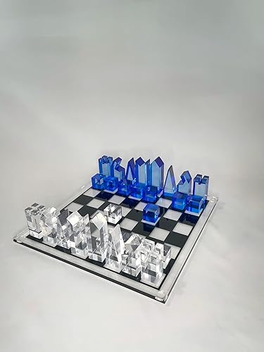 Miniatura 10 de Juego de ajedrez acrílico de lujo, diseño sofisticado y elegante, varios colores disponibles (transparente/gris-humo)