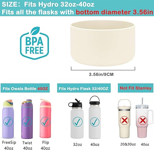 Miniatura 8 de HEYSKAY Base protectora de silicona para maletero de 12 a 24 onzas, 32 onzas, 40 onzas, para botellas de agua Hydro Flask, compatible con Yeti, Iron