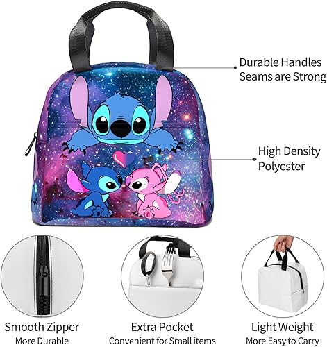 Miniatura 5 de Lonchera unisex de dibujos animados de gran capacidad, con aislamiento de anime, reutilizable, para mujeres, hombres, adultos, trabajo, picnic,