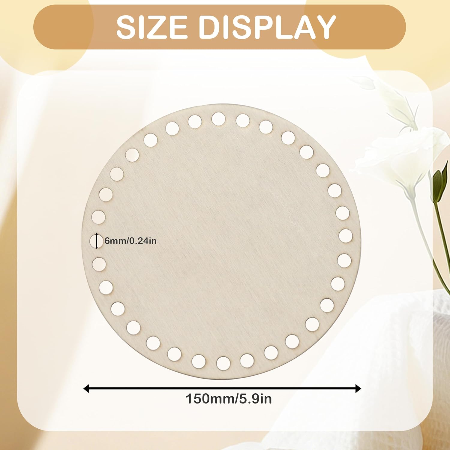 12 Pcs Basket Bottom,Wood Color Crochet Basket Round Base for DIY Craft Weaving Making Supplies Home Decoration