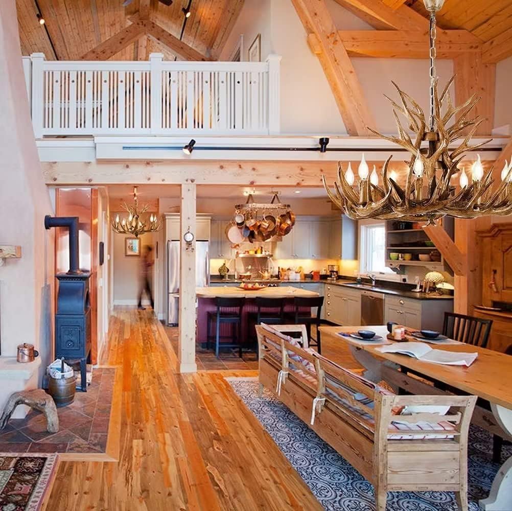 ZXDTVFGN アントラー 9ライト、鹿の照明、照明器具、ホームストア用