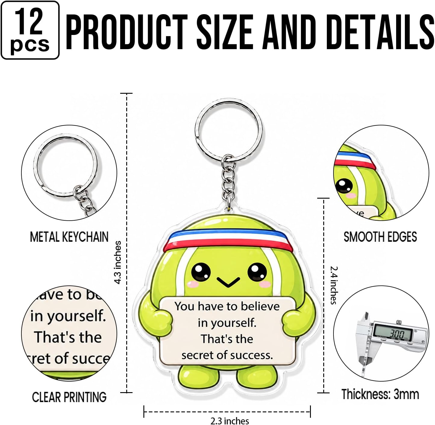 12 Pcs Inspirational Gifts for Women Teens Him Her, Appreciation Gifts Bulk for Coworker Friends Acrylic Keychains image 2