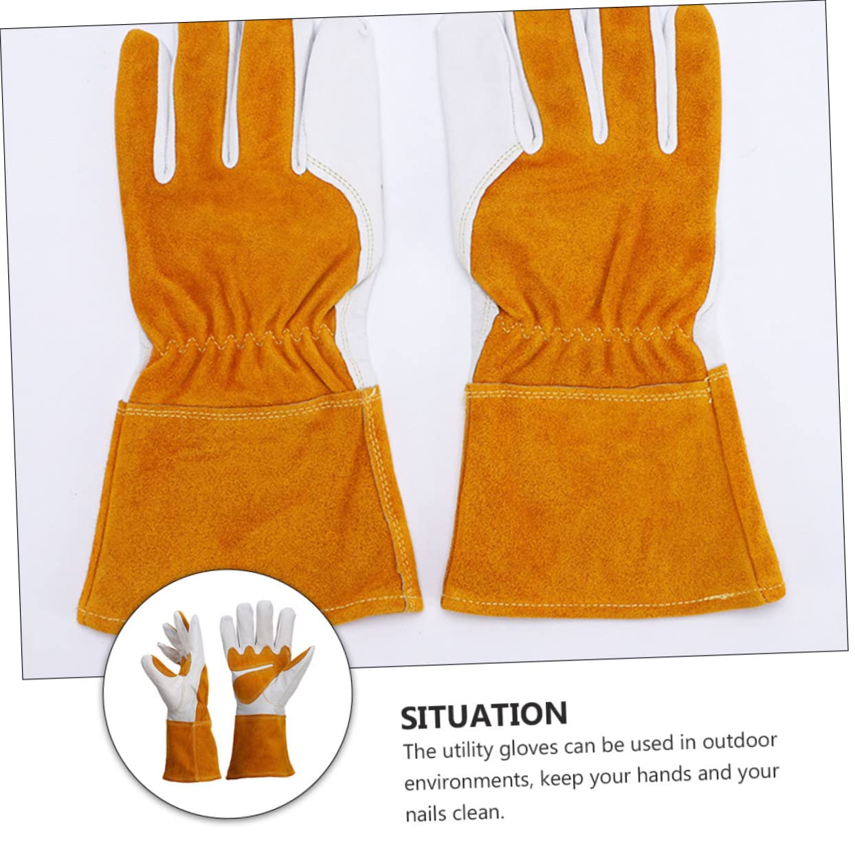 1 Paar Verstellbare Gartenhandschuhe Mit Handgelenksbandage Strapazierfähige Arbeitshandschuhe Aus Schaffell Lange Outdoor Handschuhe