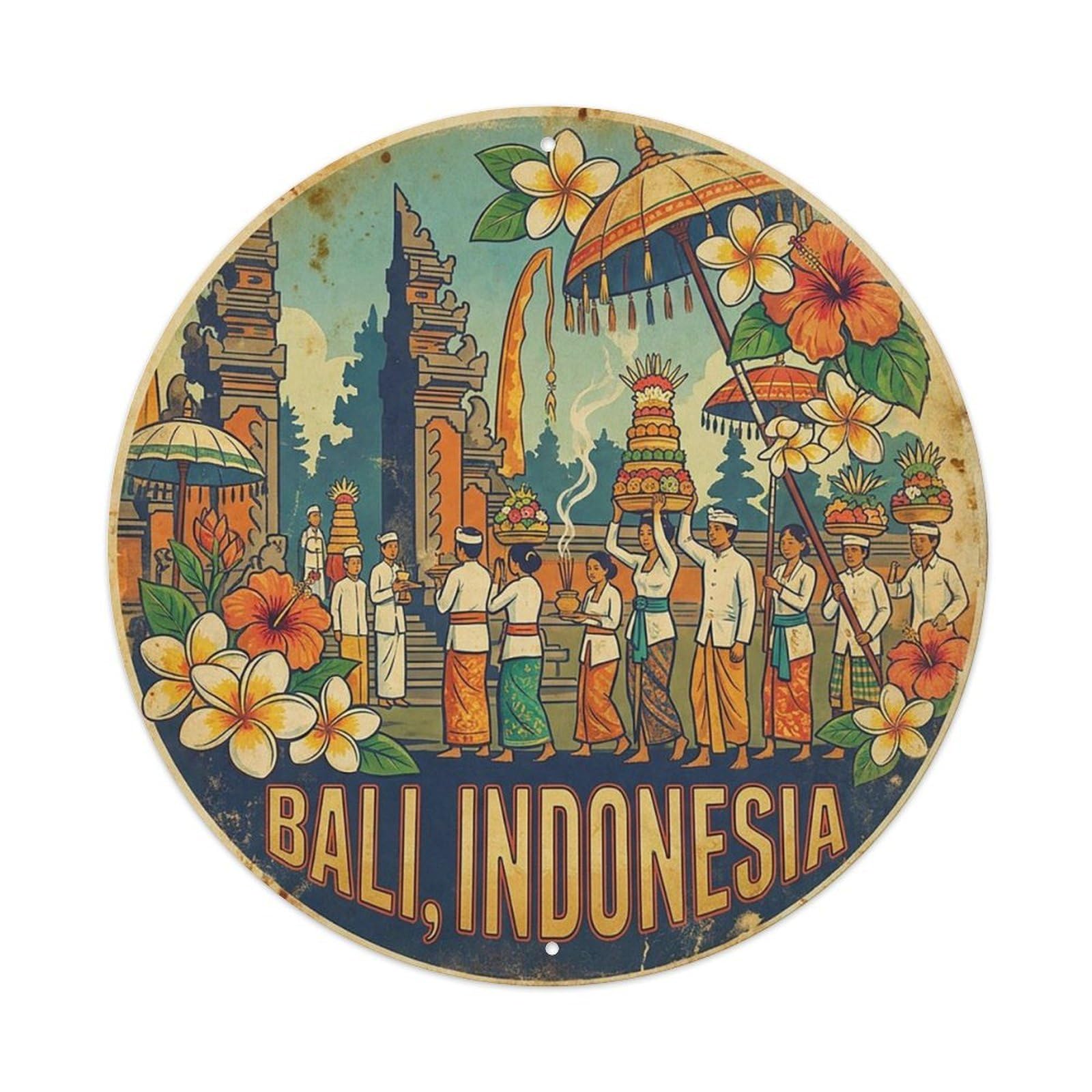 Este 8X8inch Style Temple Ceremony Island Culture Religious Landmark Metal Tin Sign