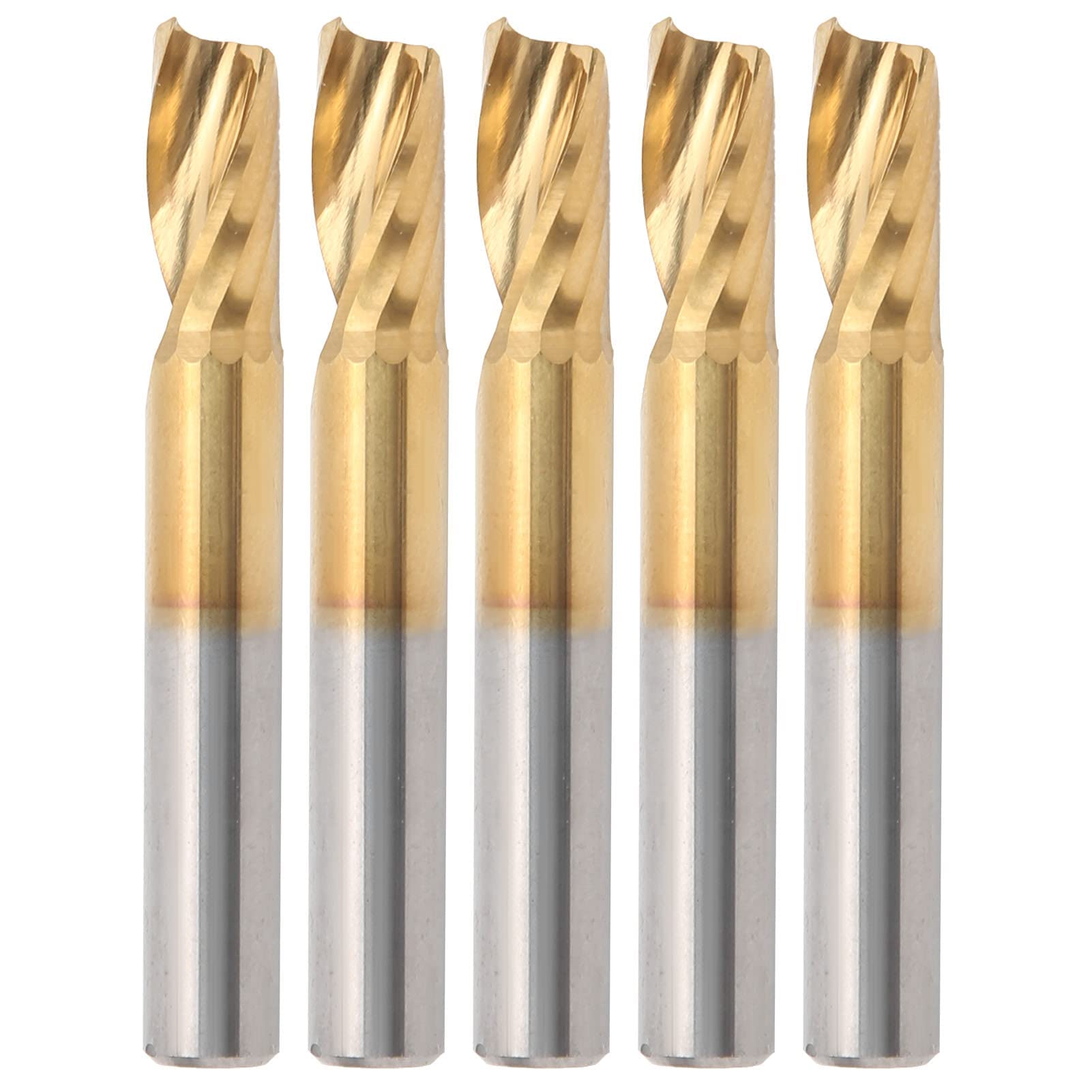 5 brocas de fresado CNC de 1 flauta en espiral con revestimiento de titanio, fresa de acero de alta velocidad, 6 x 12 x 50 mm, broca de fresado de carburo para corte