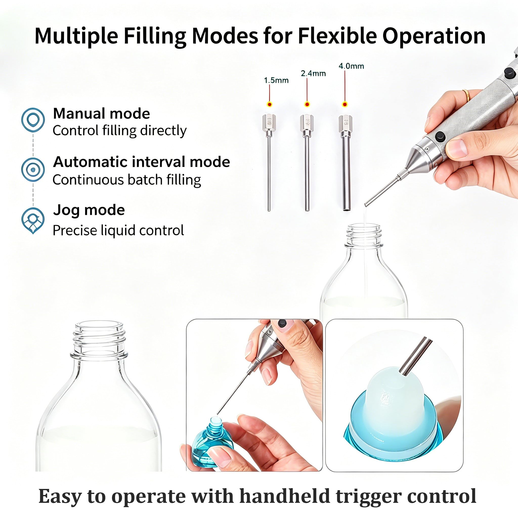 Flüssigkeitsfüllmaschine 1-100ml mit 3 Füllköpfen, Digitaler Lautstärkeregler & LED-Anzeige, Automatischer Spender für Kleinunternehmen & Heimgebrauch