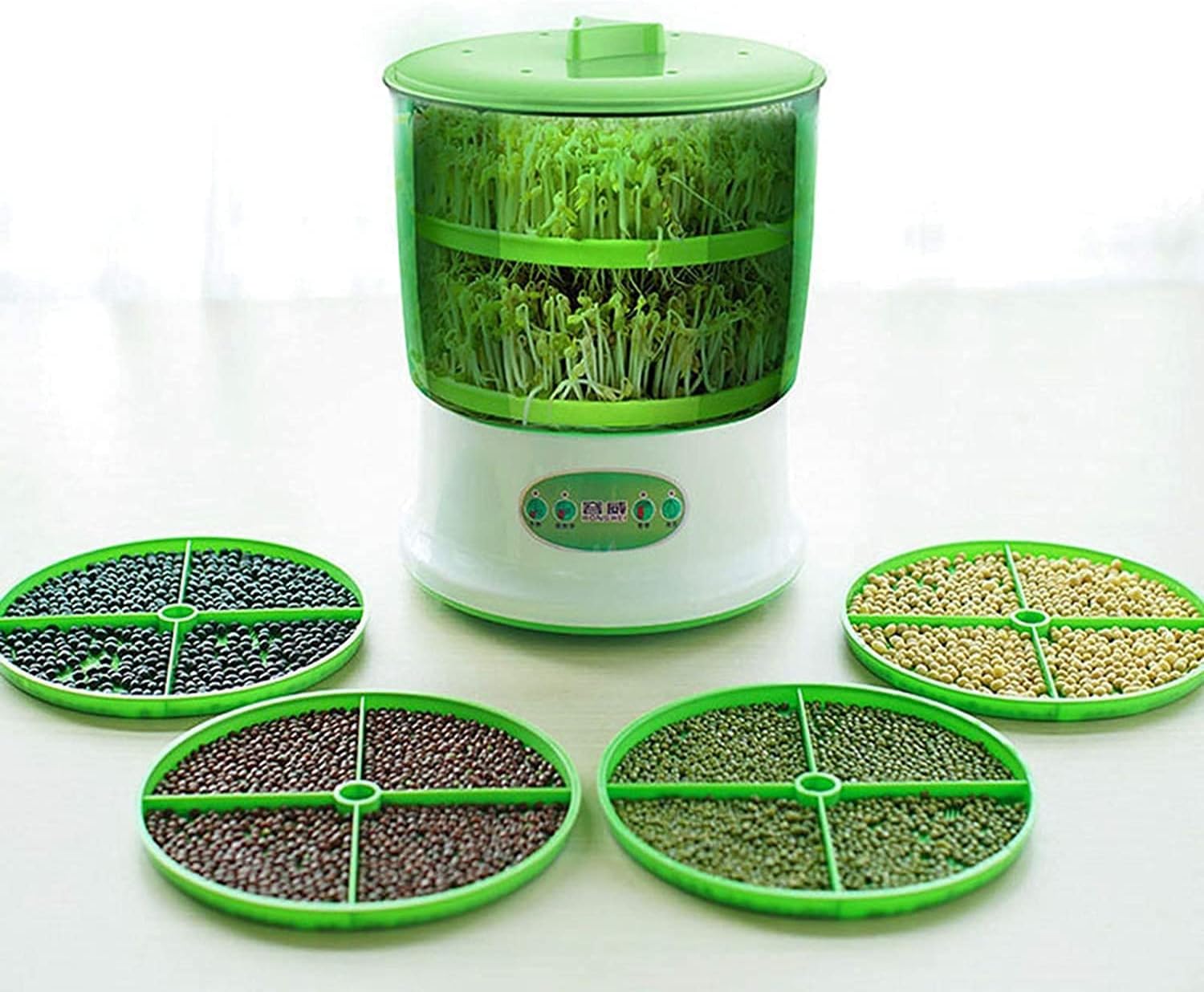 Bean Sprout Machine, Automatic Bean Sprout Maker, Seed Sprout Kit with Double Germination Tray, Temperature Control, Automatic (2layer)