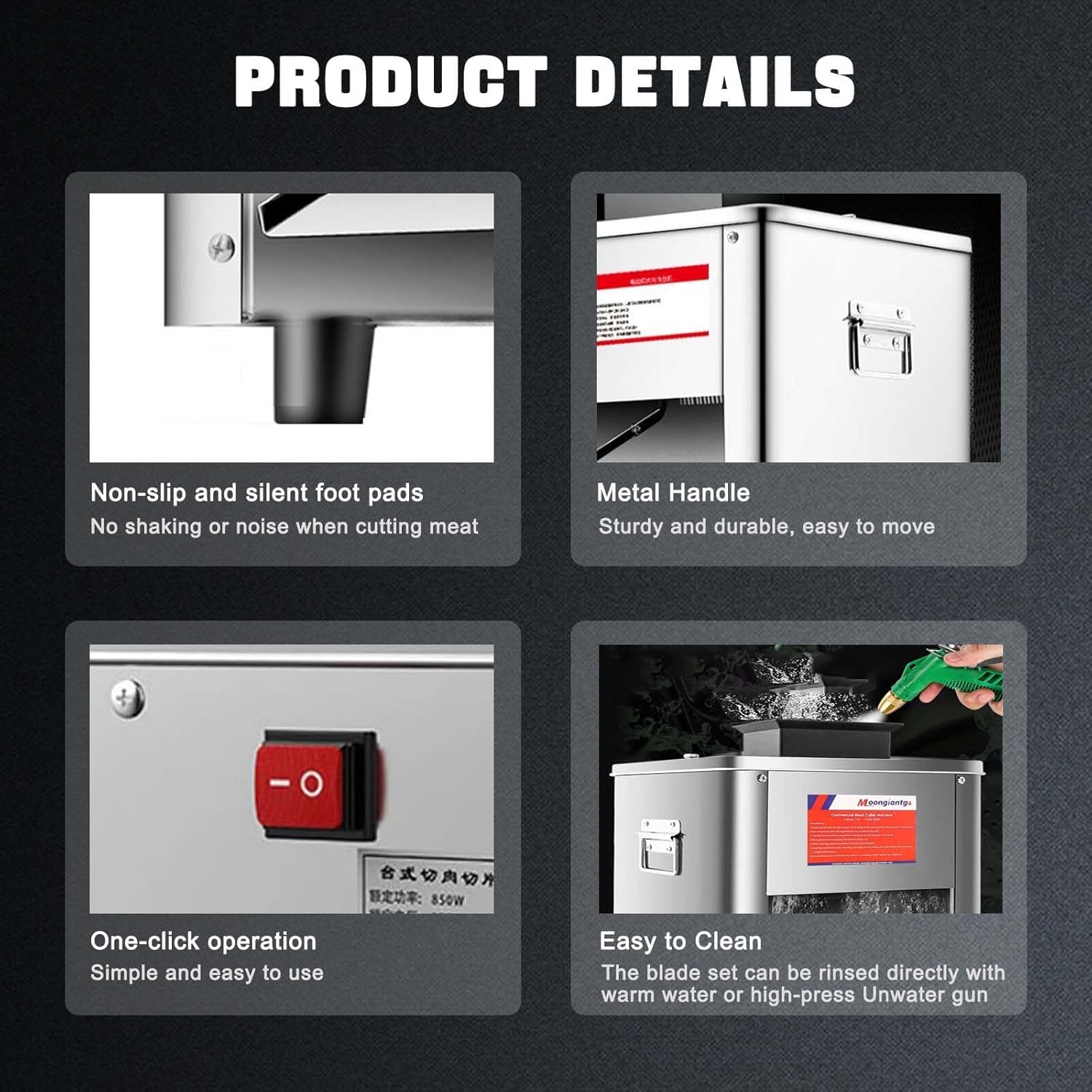 Meat Slicer Cutter/Shredder Machine Dicer Cutter, Stainless Steel & Low Noise Appliance for Family and Commercial Use, for Meat, Cheese, Bread, Various Vegetables 15mm