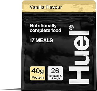 Huel Black Edition High Protein Complete Meal Replacement, 17 Meals, Vanilla Flavour, 40g of Protein Per Serving, Ready Meals, Vegan Protein Powder, Gluten-Free, Non-GMO