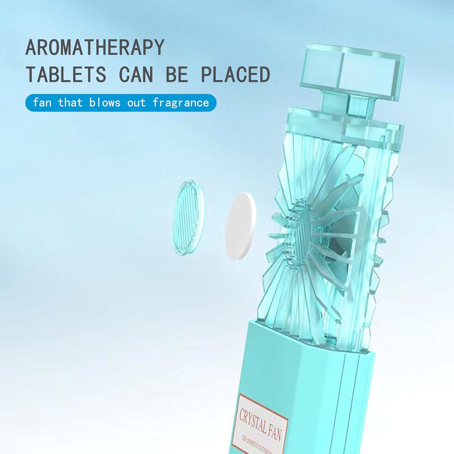 Portable Handheld Fan - 3 Wind Speeds Cool USB Aromatherapy Quiet Mini Personal Cooling for Travel/Hiking/Makeup/Concerts/Camping Essentials, Birthday Gifts for Women (Blue)