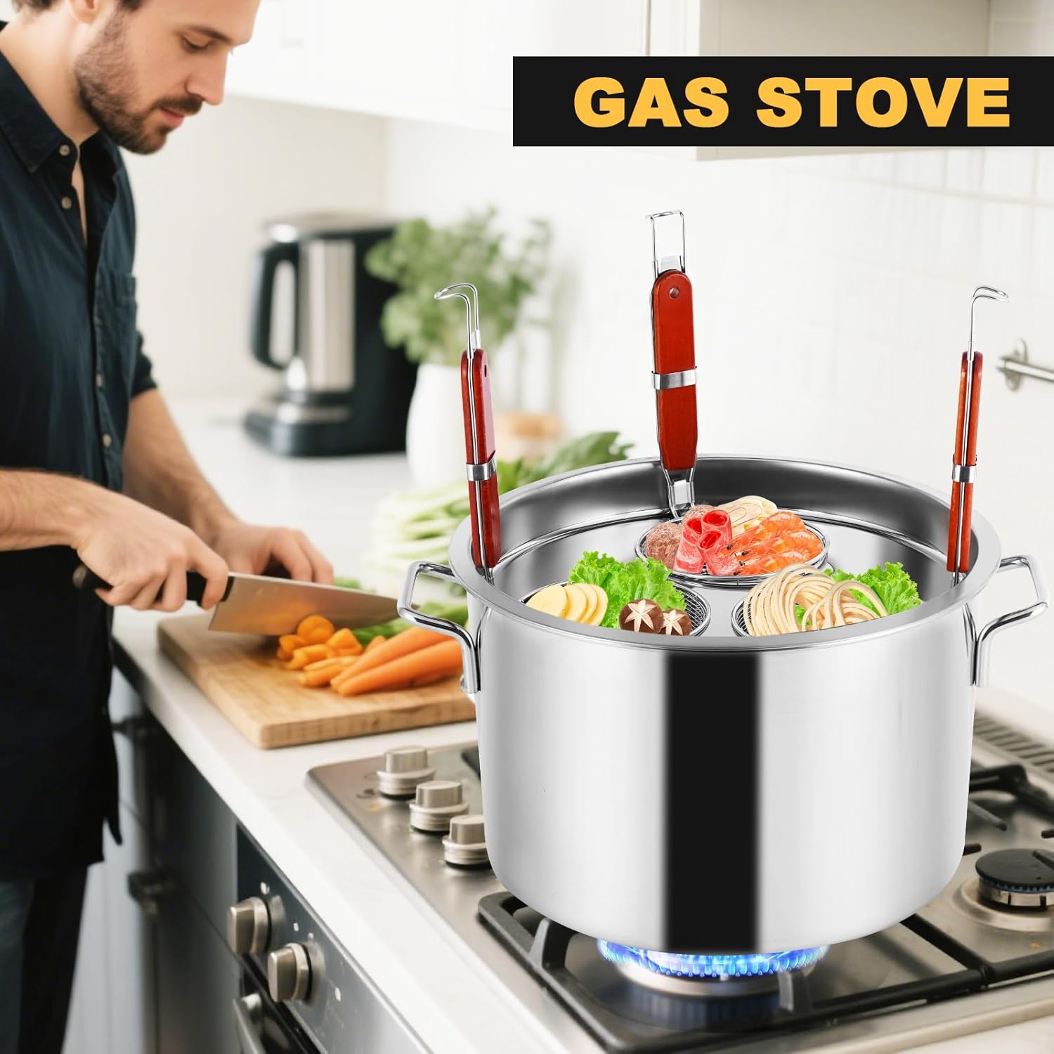 YJINGRUI Commercial Pasta Pot, 28.5 Quart, Stainless Steel Pasta Cooker with Insert Strainer Colander for Home Kitchen Restaurant, 4 Holes