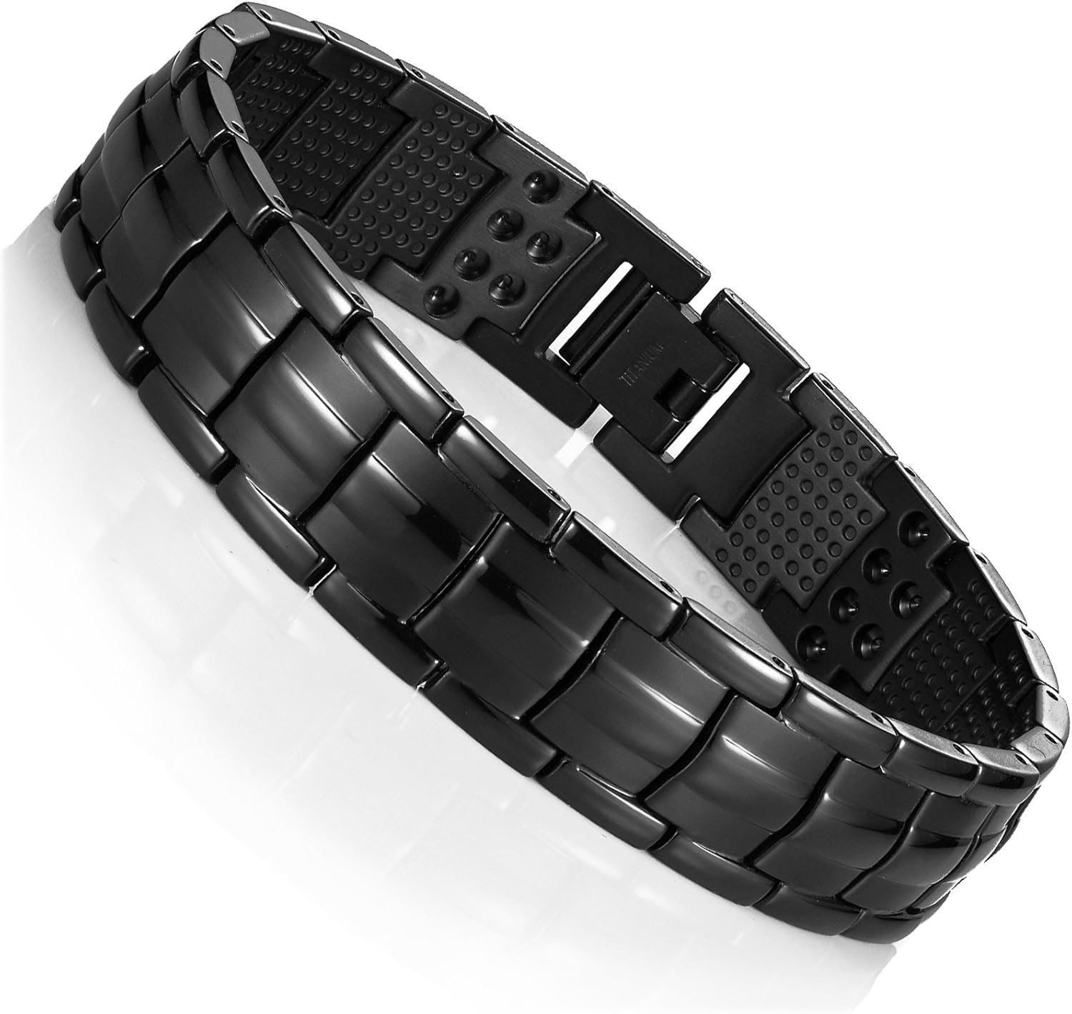 Urban Jewelry Men’s Titanium Bangle Bracelet Collection – Carbon Fiber Inlay, 8.7" Length, Polished Link Design, Black & Blue Variations, Secure Clasp, Gift Box