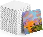 Tosnail 36 Pack 4" x 4" White Square Artist Painting Canvas Panels, Cotton, Various Paint Types