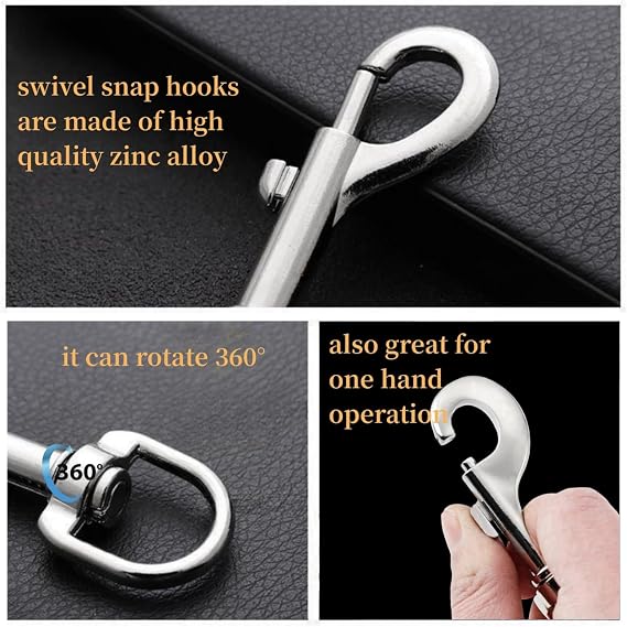 Flag Clips Swivel Snap Hooks, 4 Pcs Zinc Alloy 1.8 Inch Multifunctional Swivel Snap Hooks for Dog Leash Hook Boat Rope Keychain