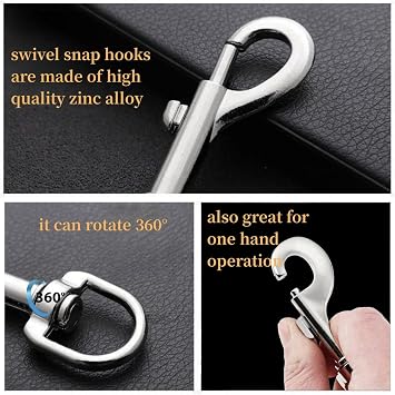 Flag Clips Swivel Snap Hooks, 4 Pcs Zinc Alloy 1.8 Inch Multifunctional Swivel Snap Hooks for Dog Leash Hook Boat Rope Keychain