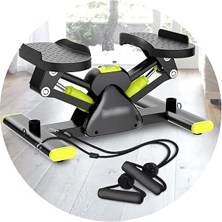 Amhuui Household Silent Stepper, Stair Stepper with Resistance Bands, In-situ Mountaineering Pedal Machine with LED Dial, 300LBS Loading Capacity, Stepping On Stovepipe Small Fitness Equipment