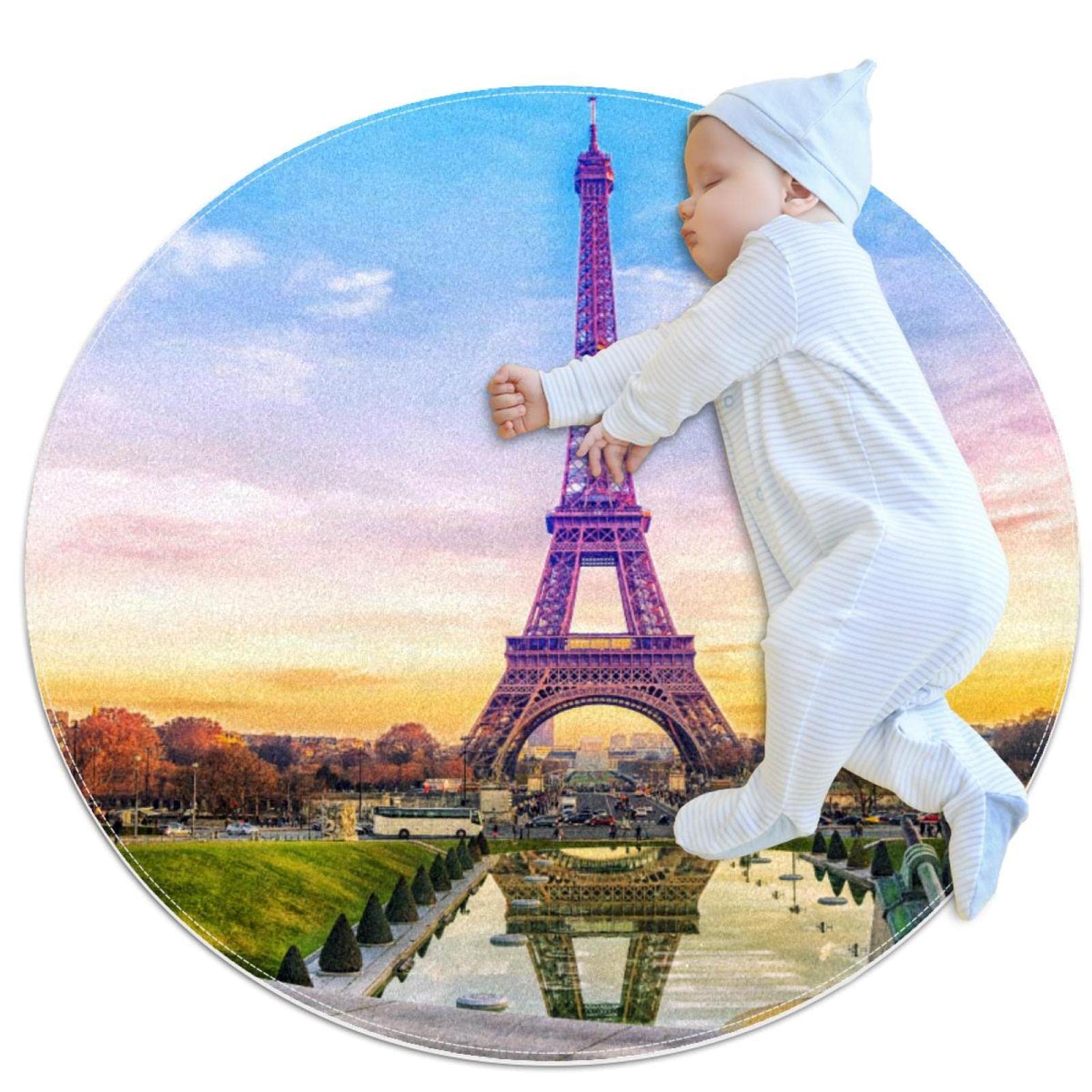 Alfombra de área de juego para niños perfecta para ver el atardecer de París en su habitación