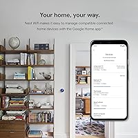 Vista 6 de Nest - Router WiFi y 2 puntos, extensor WiFi con altavoz inteligente, funciona con Google WiFi (paquete de 3), color blanco