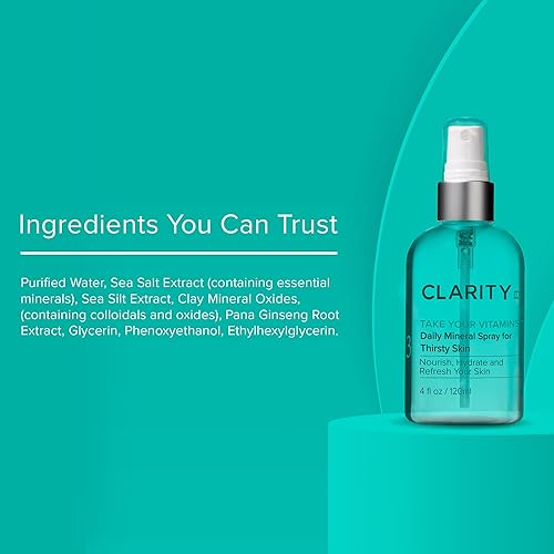 Miniatura 7 de ClarityRx Toma tus vitaminas en aerosol mineral diario para piel seca, hidratante natural a base de plantas para rostro y cuerpo para todo tipo de