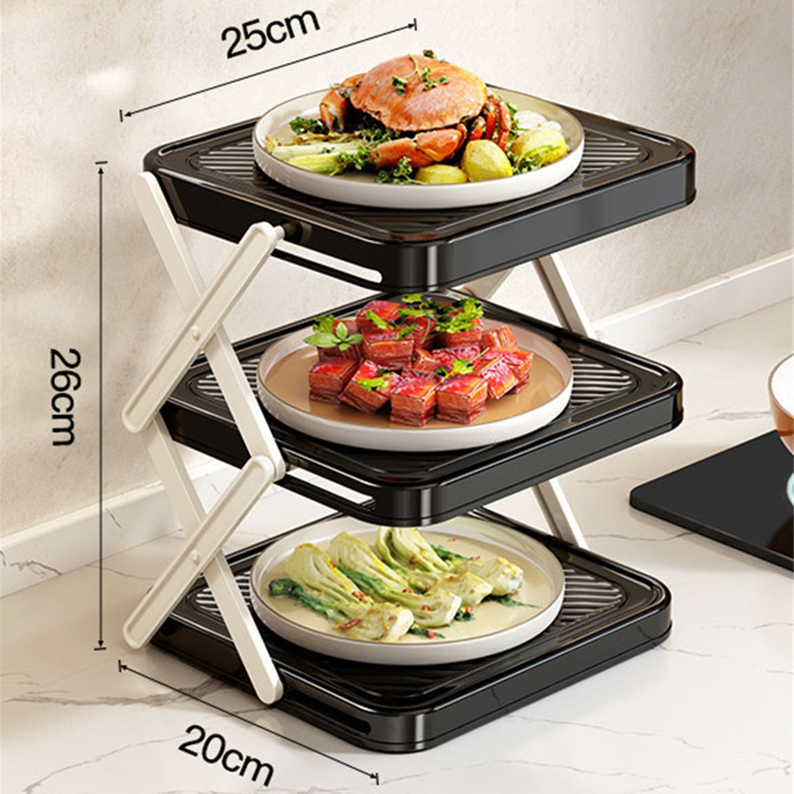 Robusto scaffale da Cucina in plastica ABS a più Livelli per Verdure, Frutta e Strumenti da Cucina Scaffale da Cucina impilabile in ABS con Strati Rimovibili