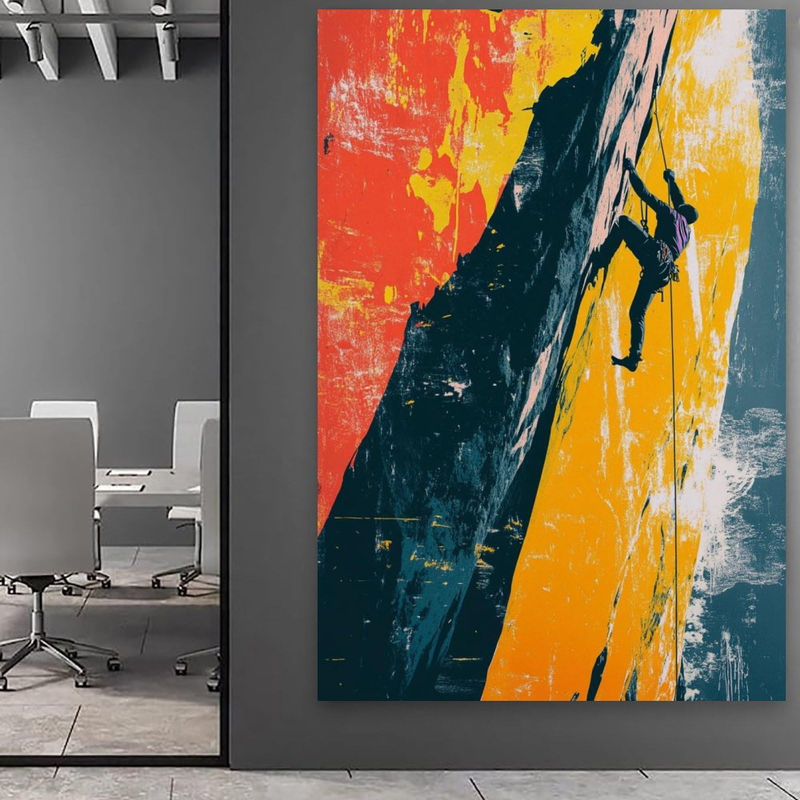 XHBKJA Minimalistischer Kunstdruck auf Leinwand, Pop-Art, Klettersport-Poster mit kräftigen Farben, moderne Familie für Wohnzimmer, Dekoration, Rahmen-Stil, 40 x 60 cm