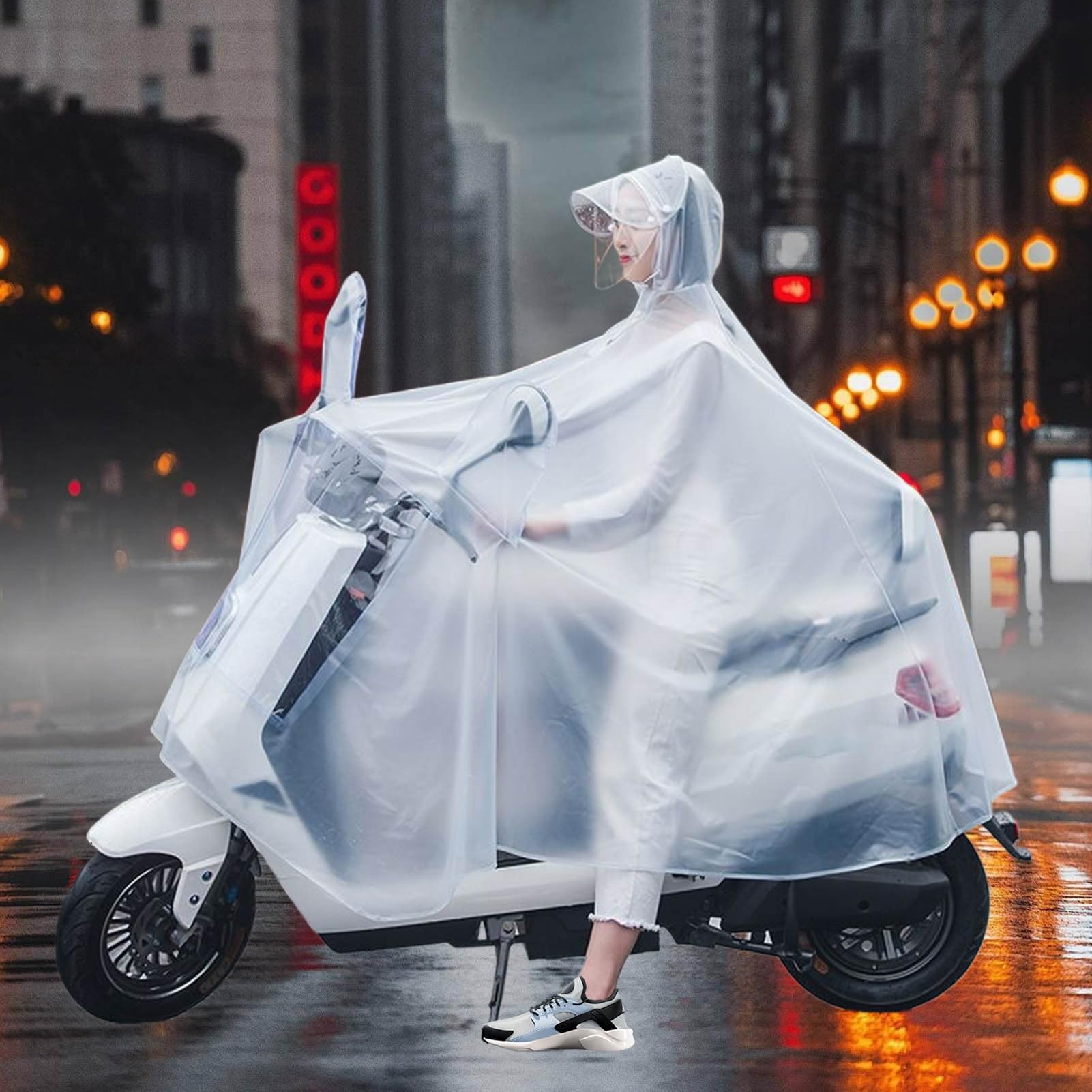 Poncho de Bicicleta | Campana de Lluvia con Capucha para Bicicleta | Ligero Y Reutilizable Para Moto Ciclismo Viajes Hombre Mujer Impermeable Transparente