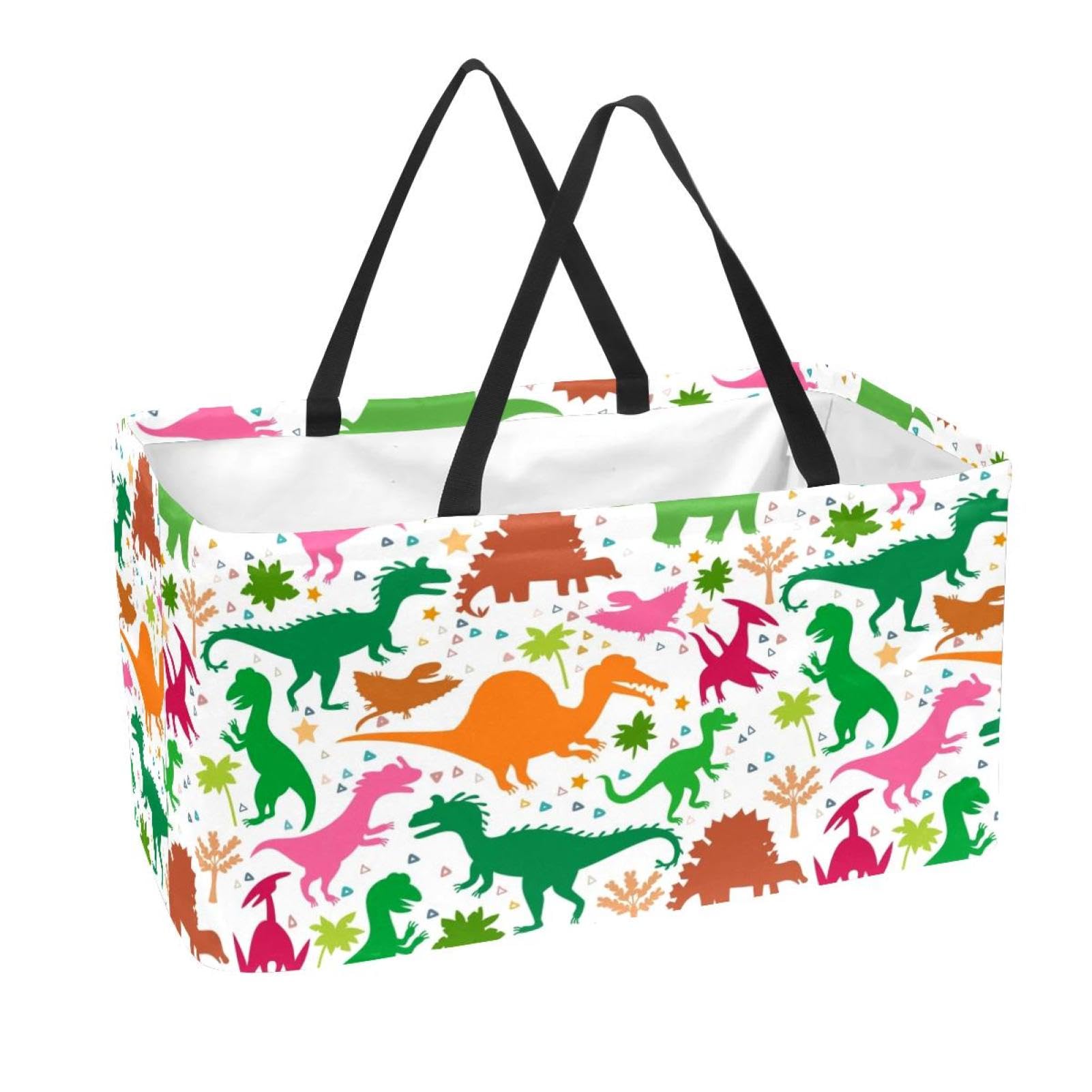Sac d'épicerie réutilisable dinosaure pliable et grand panier lavable