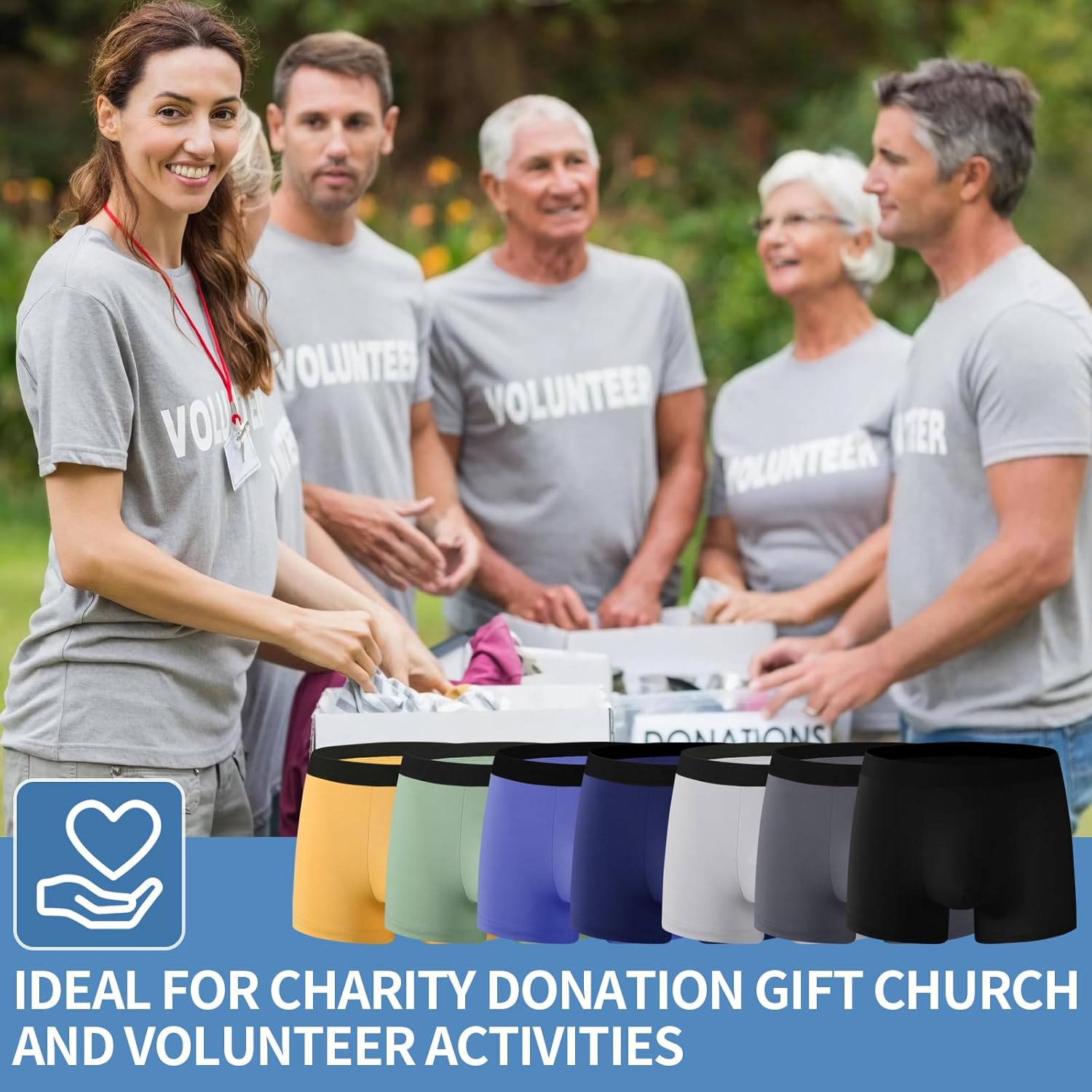 105 Pack Mens Boxer Briefs Cotton Soft Underwear Bulk Pack 5 Assorted Size 7 Assorted Color for Men Homeless Shelter Donation Business - Image 2