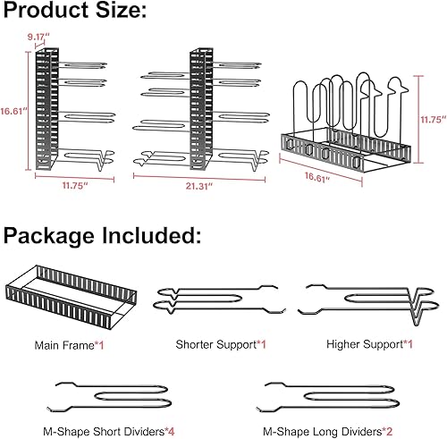 Miniatura 6 de Estante organizador de sartenes para gabinete estante para ollas con 3 métodos de bricolaje organizador ajustable para colocar debajo del gabinete
