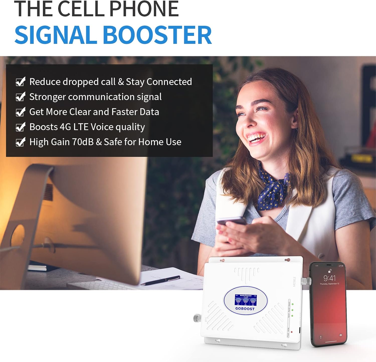 Blасk Frіdау 🔥 Goboost Cell Phone Signal Booster for Home and Office GSM 3G 4G LTE Tri Band 2/4/5 Cell Phone Signal Amplifier Repeater with Antenna Kit for AT&T,Verizon,US Cellular & More | FCC Approved