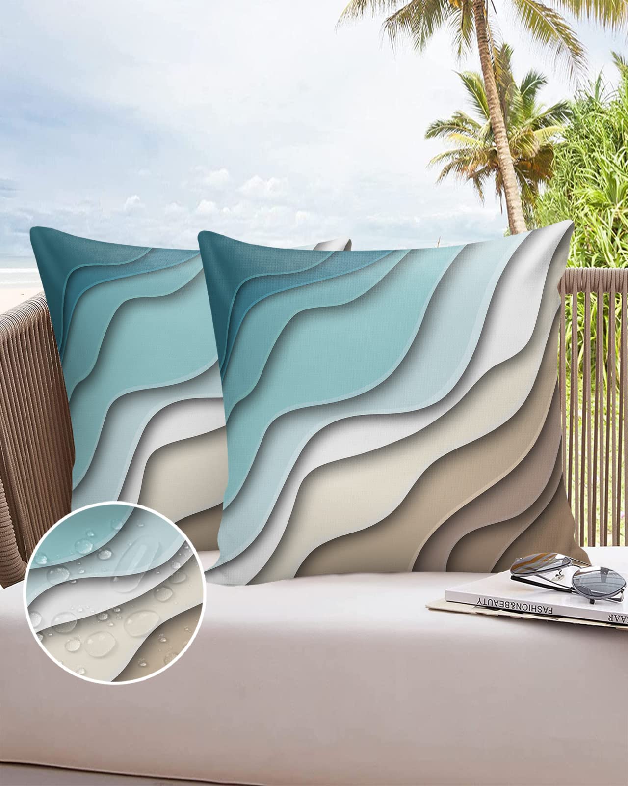 Juego De 4 Fundas De Cojines Verde Azulado 18x18 Turquesa Y Gris Para Sofá, Funda De Almohada Moderna De Margaritas Para Sala De Estar, Cojín De Cama, Decoración Exterior, Verde, 18″×18″ JAMW