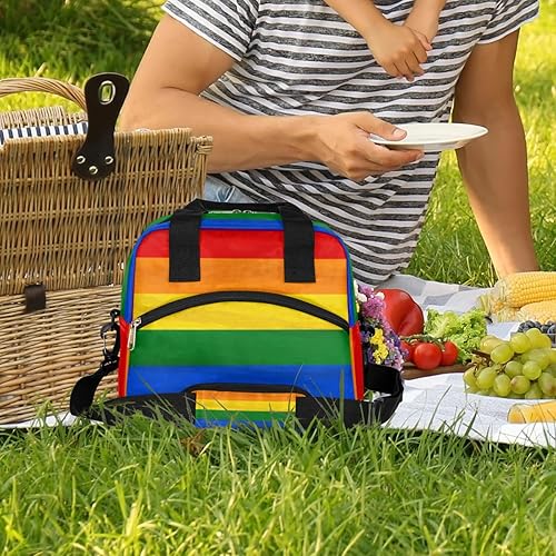Miniatura 2 de LGBT - Lonchera con diseño de bandera del orgullo, bolsa aislada/enfriadora para mujeres, hombres, niñas, niños, con rayas de arcoíris, bolsa de